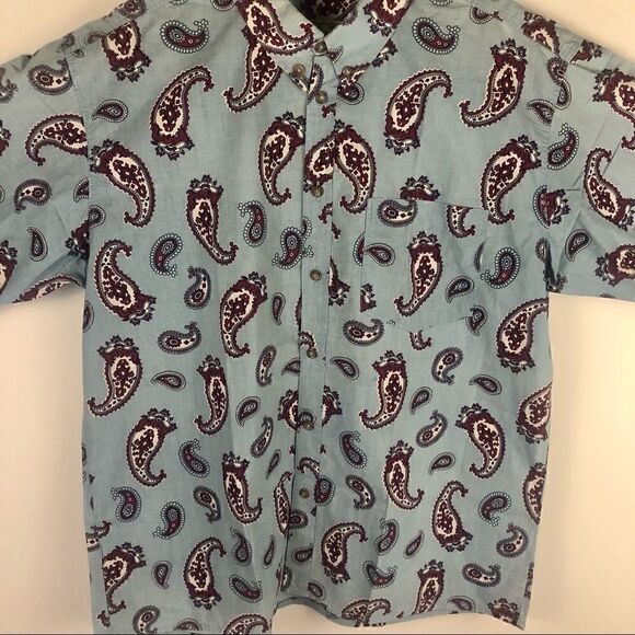 FIORUCCI PAISLEY MENS SHORT SLEEVE BUTTON DOWN SHIRT MADE IN ITALY - Picture 6 of 14